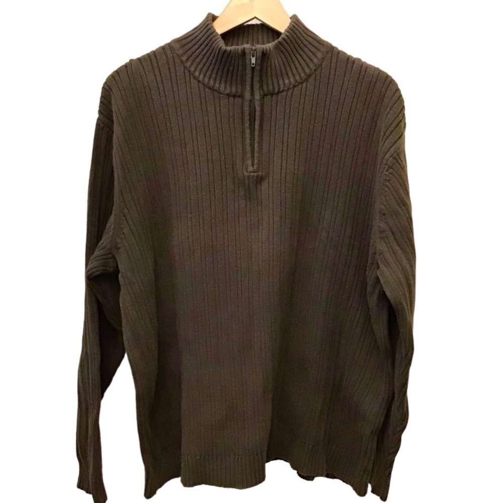 Wilke-Rodriguez XXL 100% Cotton Sweater Olive Army Green Color Pullover Zip